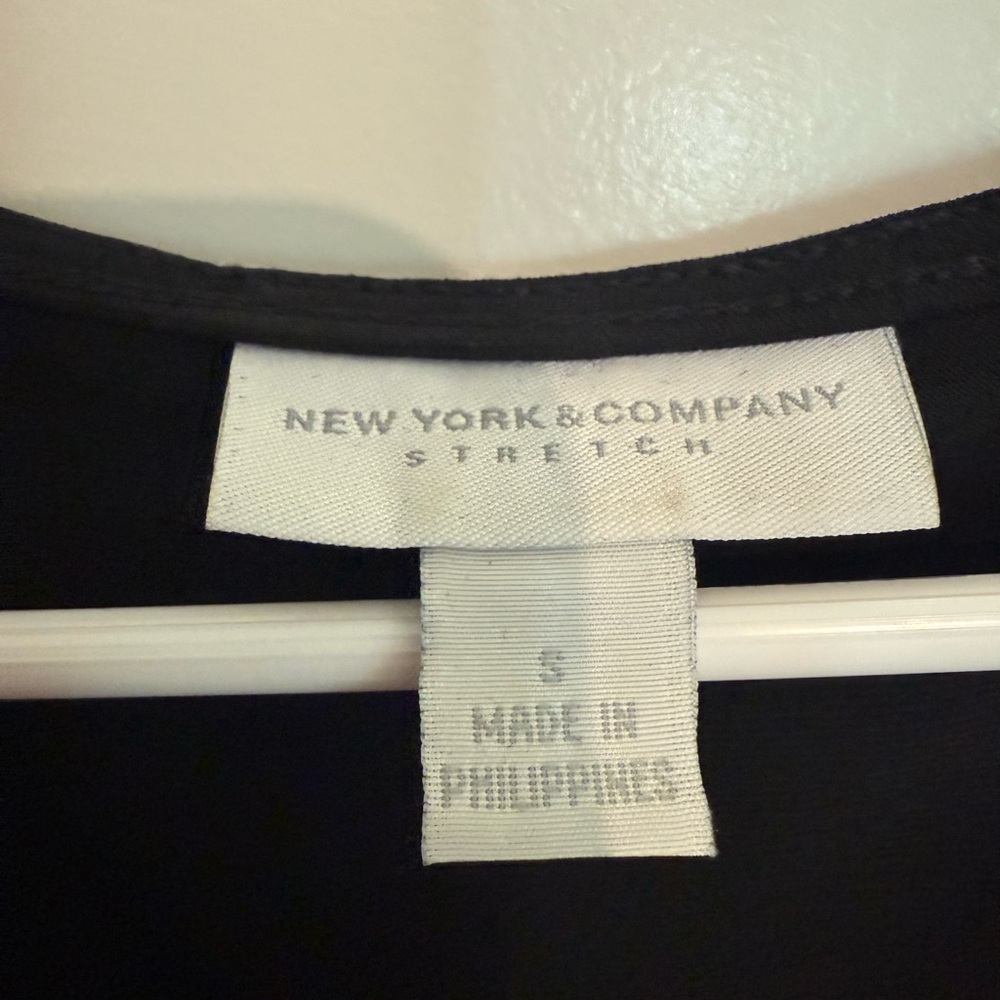 New York & Company Black Asymmetrical Ruched Sheath Dress - Picture 2 of 4